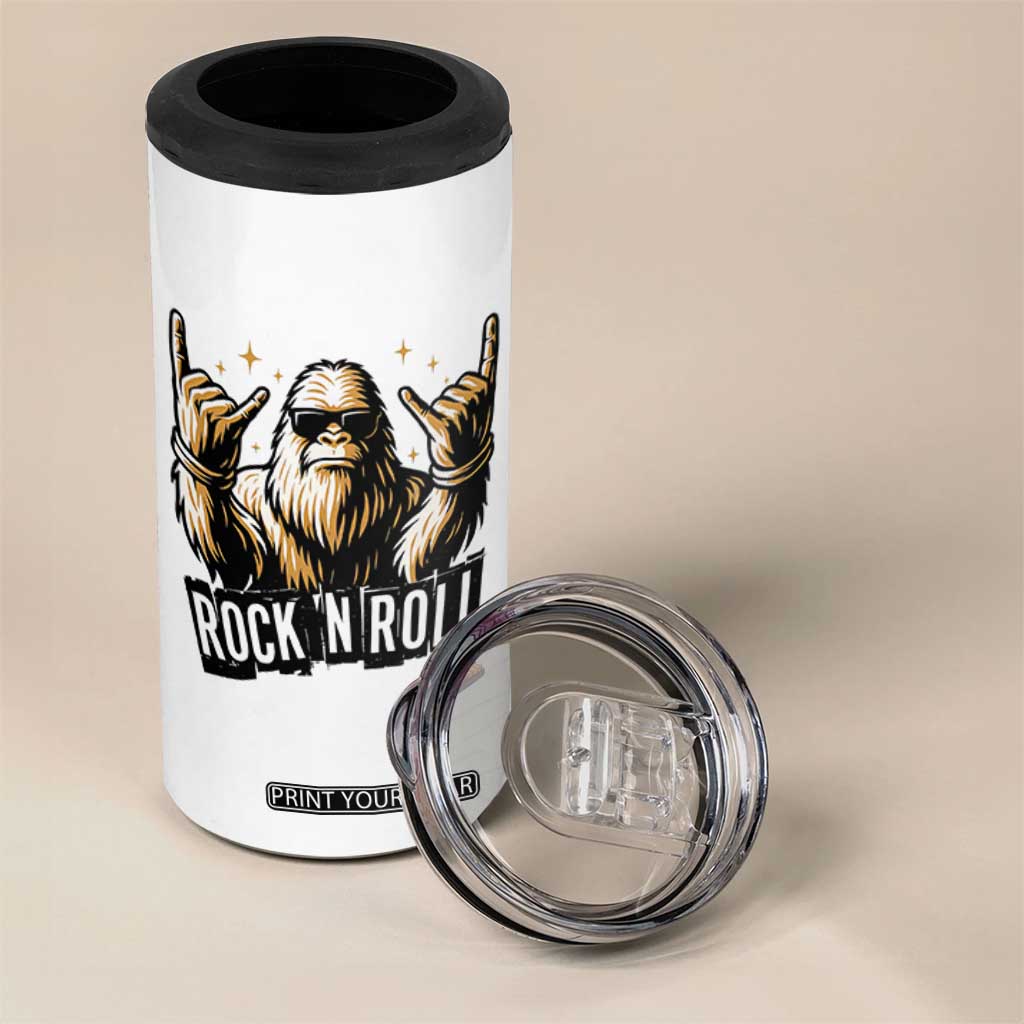 Funny Bigfoot Rock N Roll 4 in 1 Can Cooler Tumbler Music Lover Sasquatch TS12 Print Your Wear