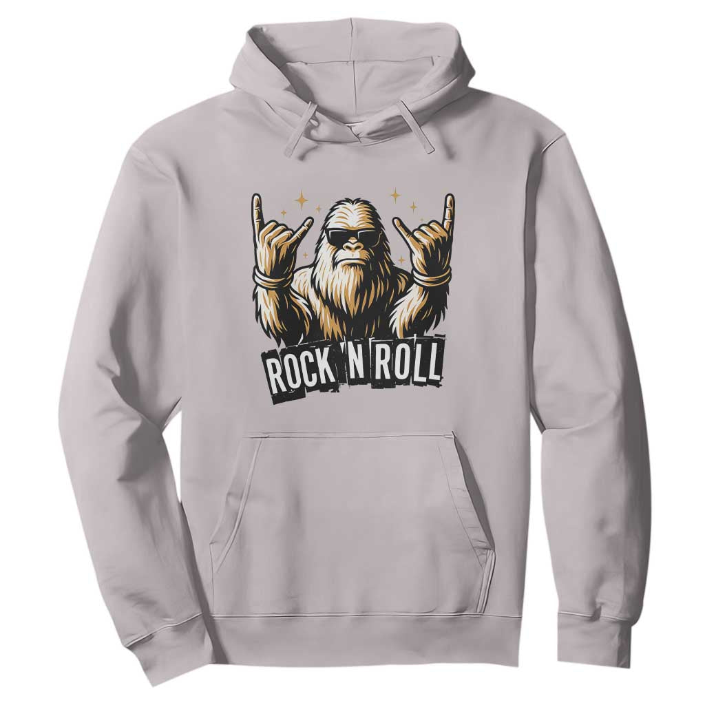 Funny Bigfoot Rock N Roll Hoodie Music Lover Sasquatch TS12 Ice Gray Print Your Wear