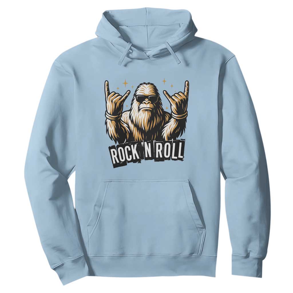Funny Bigfoot Rock N Roll Hoodie Music Lover Sasquatch TS12 Light Blue Print Your Wear