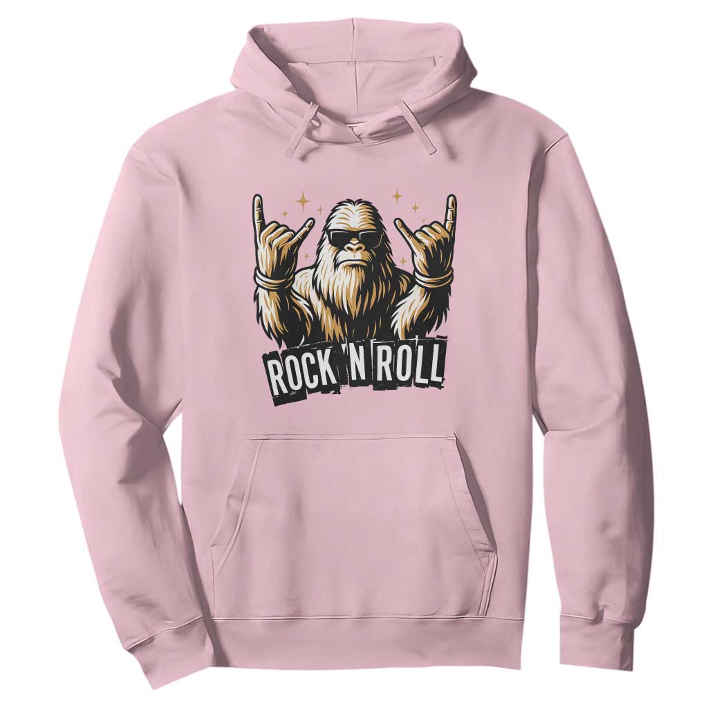Funny Bigfoot Rock N Roll Hoodie Music Lover Sasquatch TS12 Light Pink Print Your Wear