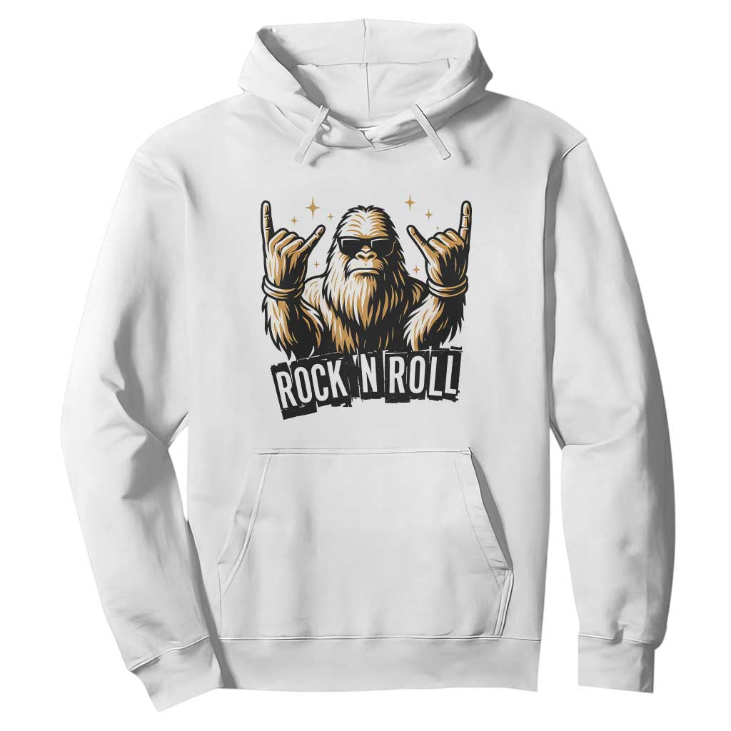 Funny Bigfoot Rock N Roll Hoodie Music Lover Sasquatch TS12 White Print Your Wear