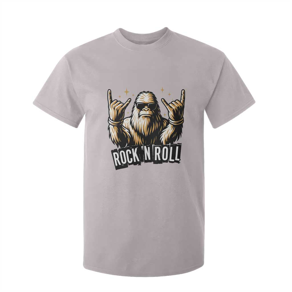 Funny Bigfoot Rock N Roll T Shirt For Kid Music Lover Sasquatch TS12 Ice Gray Print Your Wear