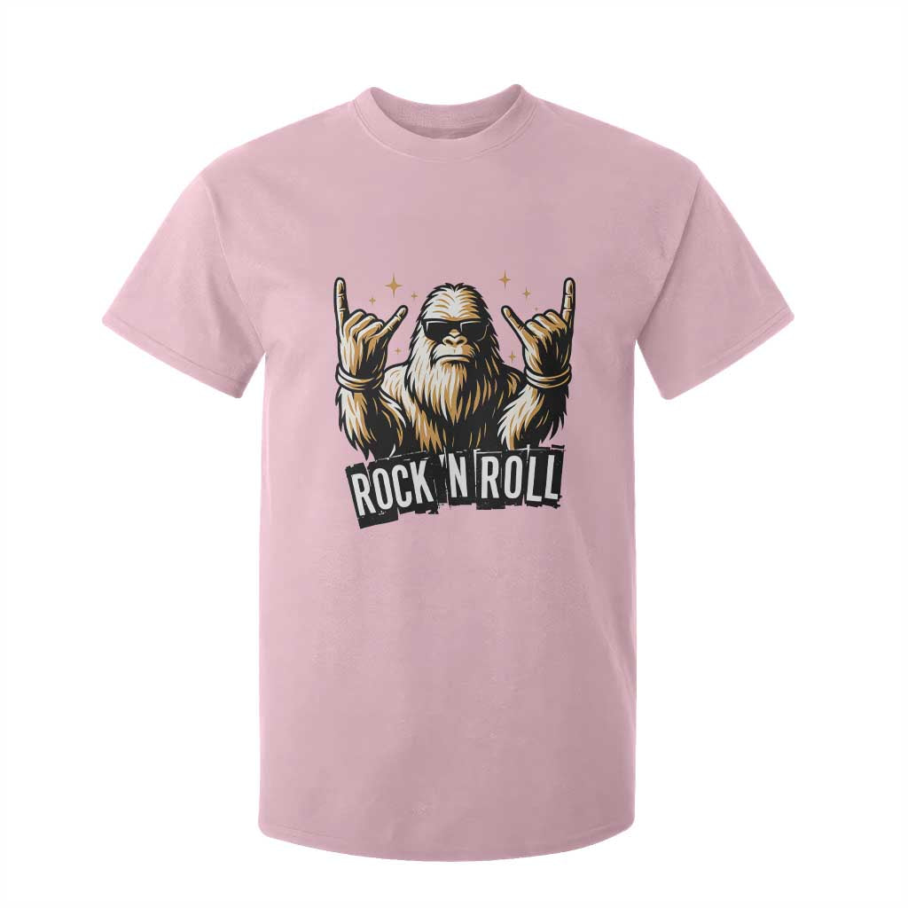 Funny Bigfoot Rock N Roll T Shirt For Kid Music Lover Sasquatch TS12 Light Pink Print Your Wear