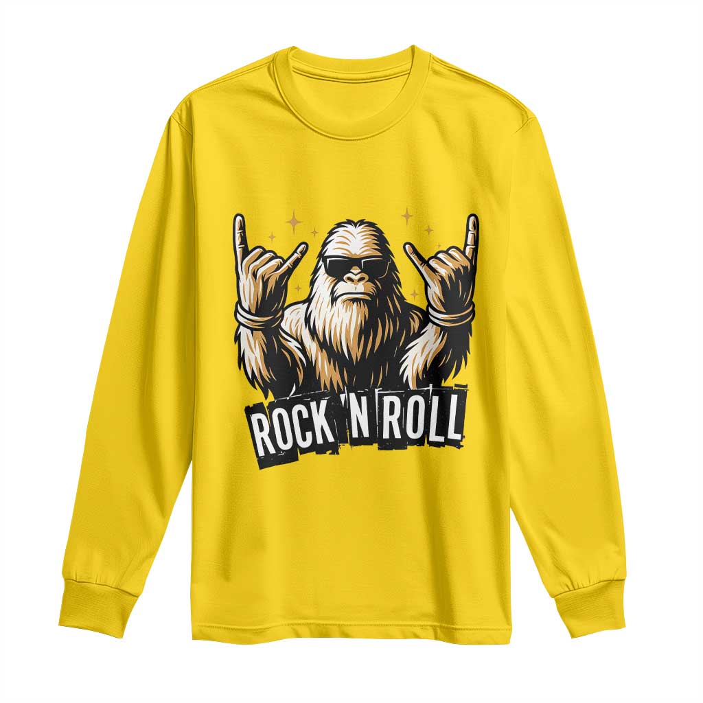 Funny Bigfoot Rock N Roll Long Sleeve Shirt Music Lover Sasquatch TS12 Daisy Print Your Wear