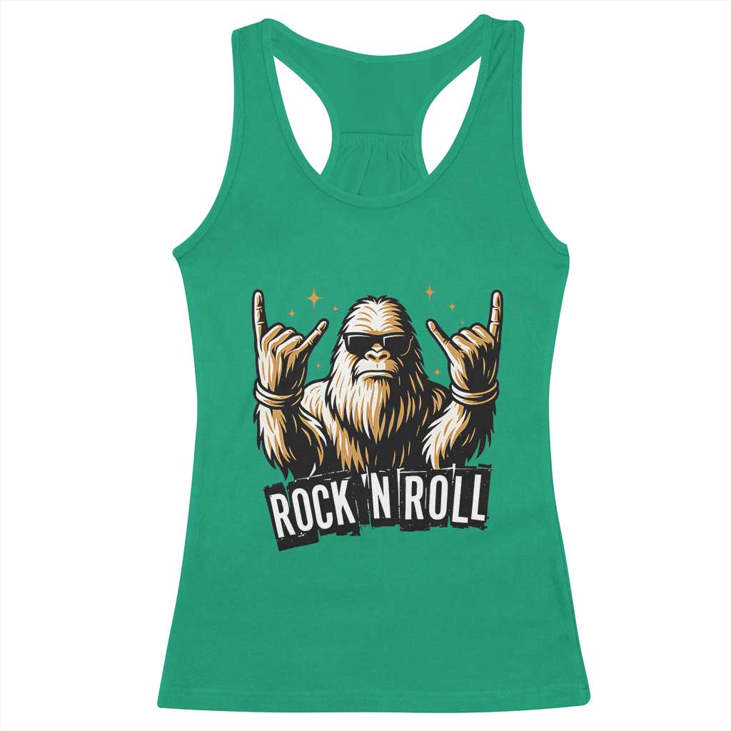 Funny Bigfoot Rock N Roll Racerback Tank Top Music Lover Sasquatch TS12 Irish Green Print Your Wear
