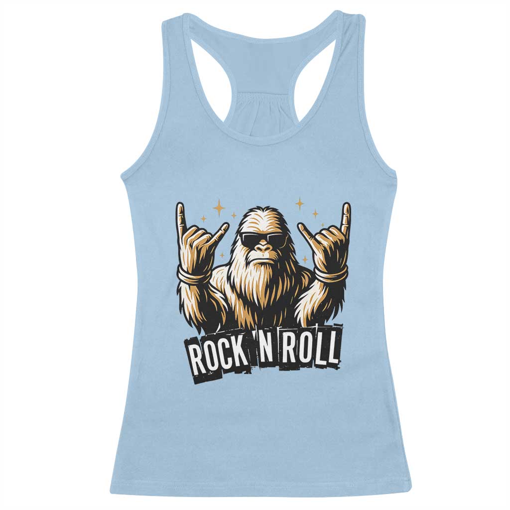 Funny Bigfoot Rock N Roll Racerback Tank Top Music Lover Sasquatch TS12 Light Blue Print Your Wear