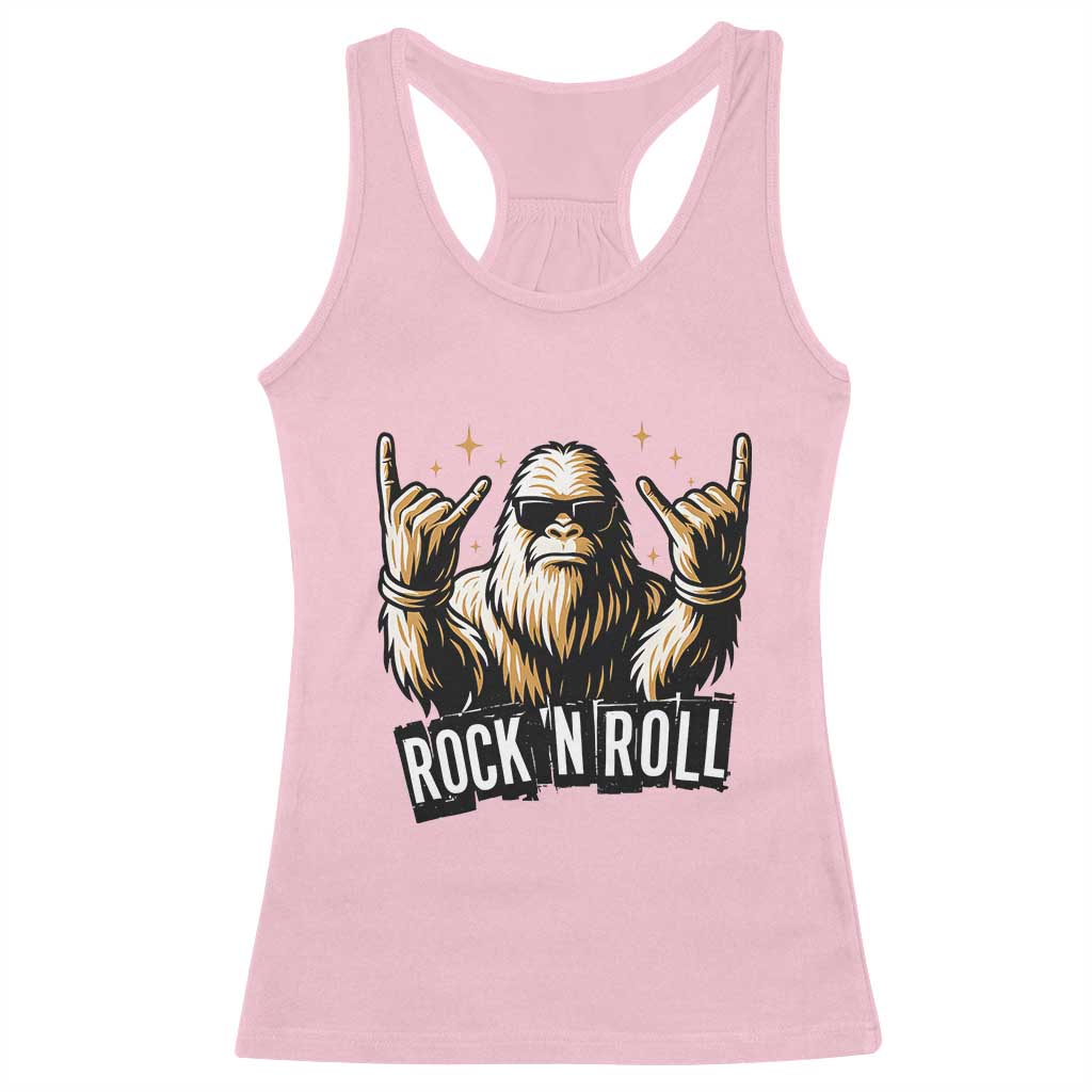 Funny Bigfoot Rock N Roll Racerback Tank Top Music Lover Sasquatch TS12 Light Pink Print Your Wear