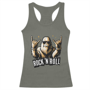 Funny Bigfoot Rock N Roll Racerback Tank Top Music Lover Sasquatch TS12 Military Green Print Your Wear