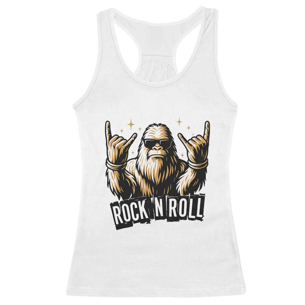 Funny Bigfoot Rock N Roll Racerback Tank Top Music Lover Sasquatch TS12 White Print Your Wear