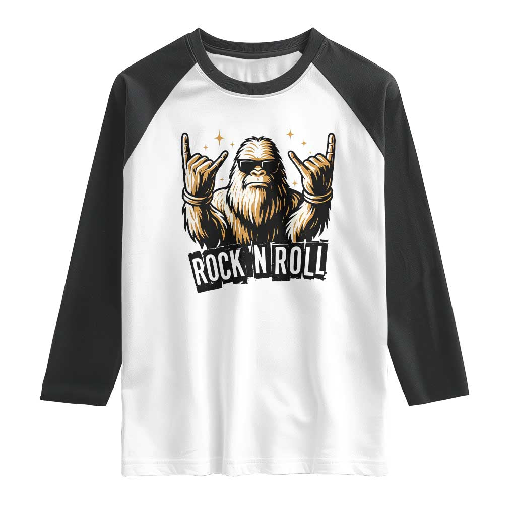 Funny Bigfoot Rock N Roll Raglan Shirt Music Lover Sasquatch TS12 White Black Print Your Wear