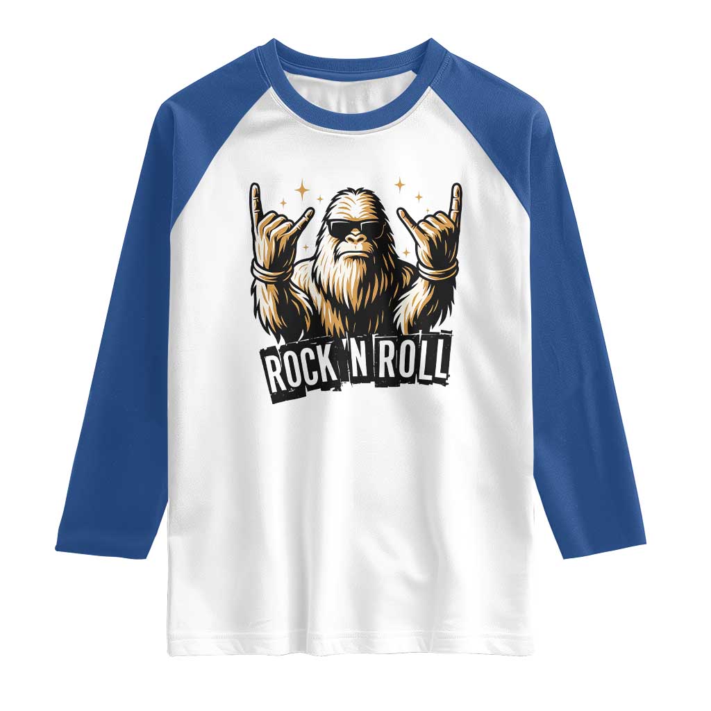Funny Bigfoot Rock N Roll Raglan Shirt Music Lover Sasquatch TS12 White Royal Print Your Wear