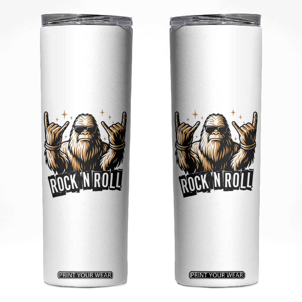 Funny Bigfoot Rock N Roll Skinny Tumbler Music Lover Sasquatch TS12 White Print Your Wear