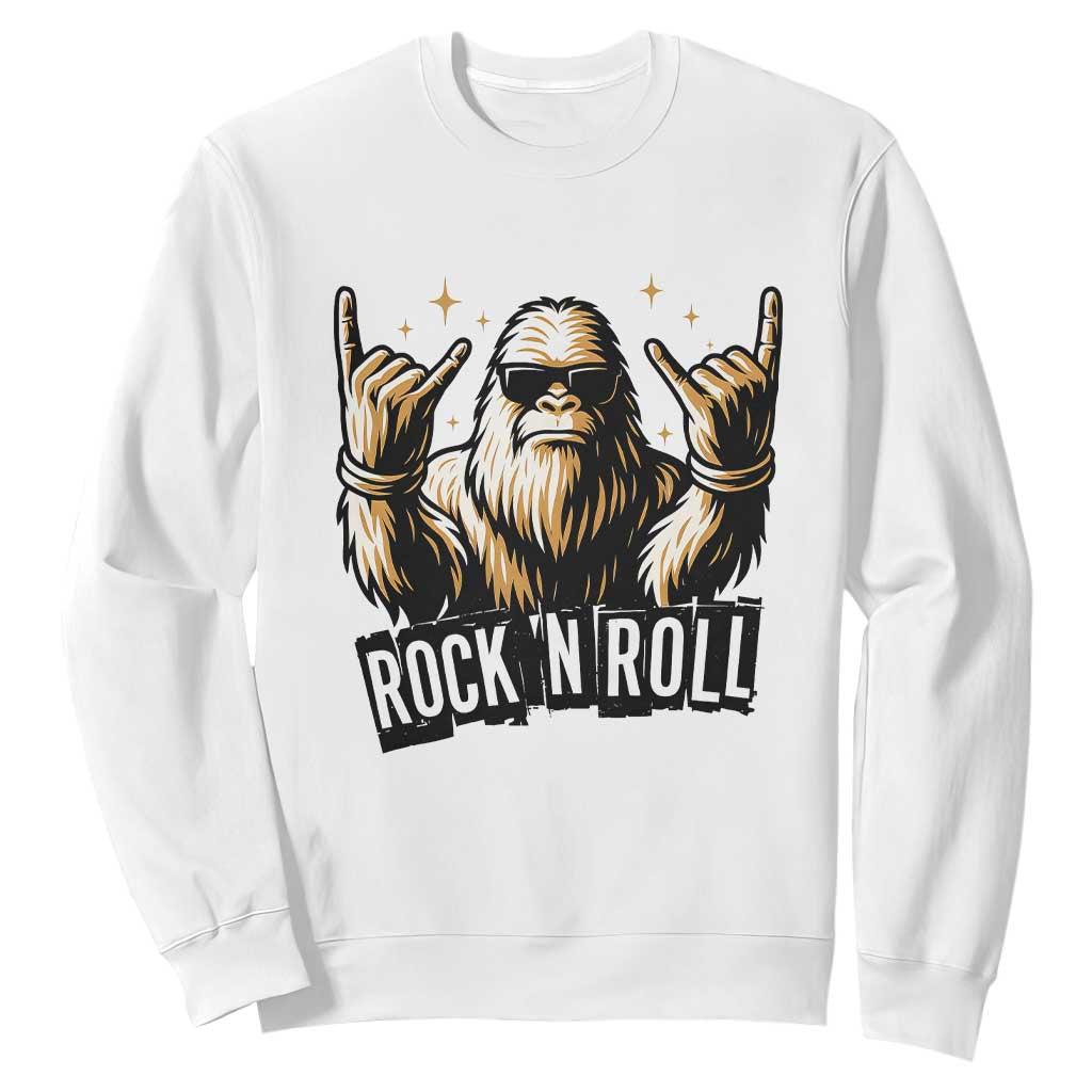 Funny Bigfoot Rock N Roll Sweatshirt Music Lover Sasquatch TS12 White Print Your Wear
