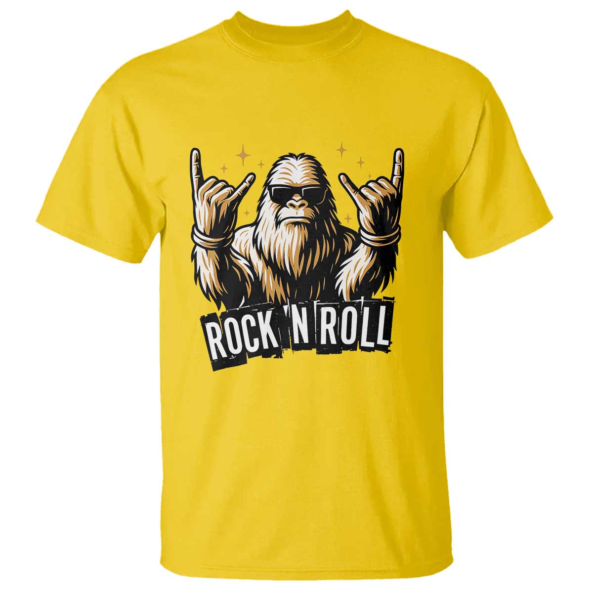 Funny Bigfoot Rock N Roll T Shirt Music Lover Sasquatch TS12 Daisy Print Your Wear
