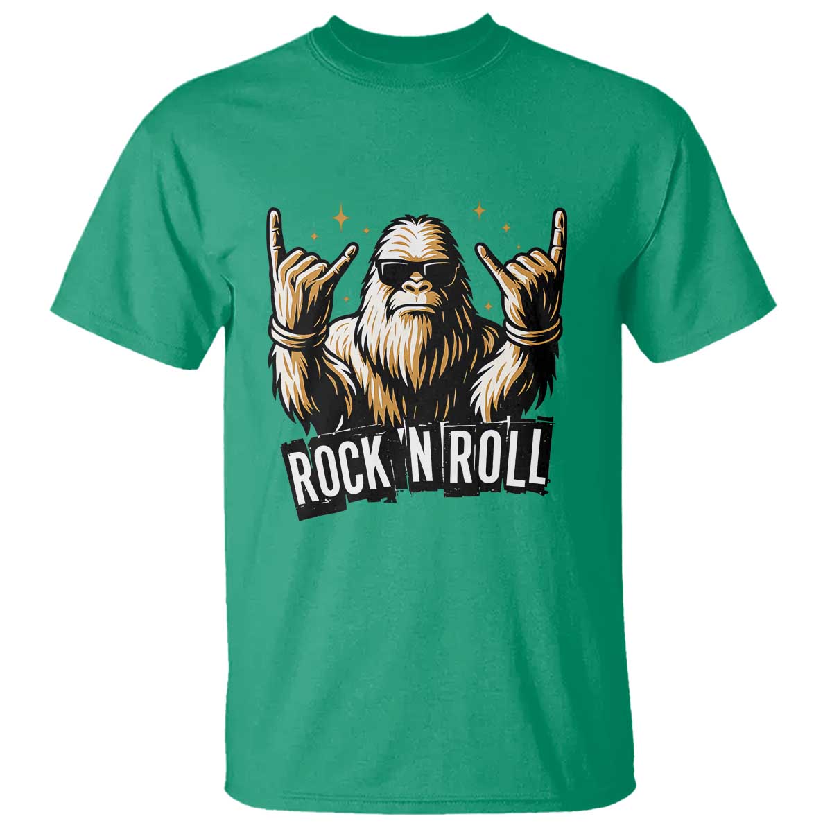 Funny Bigfoot Rock N Roll T Shirt Music Lover Sasquatch TS12 Irish Green Print Your Wear