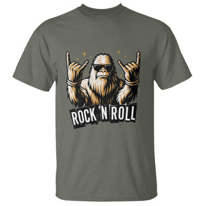 Funny Bigfoot Rock N Roll T Shirt Music Lover Sasquatch TS12 Military Green Print Your Wear