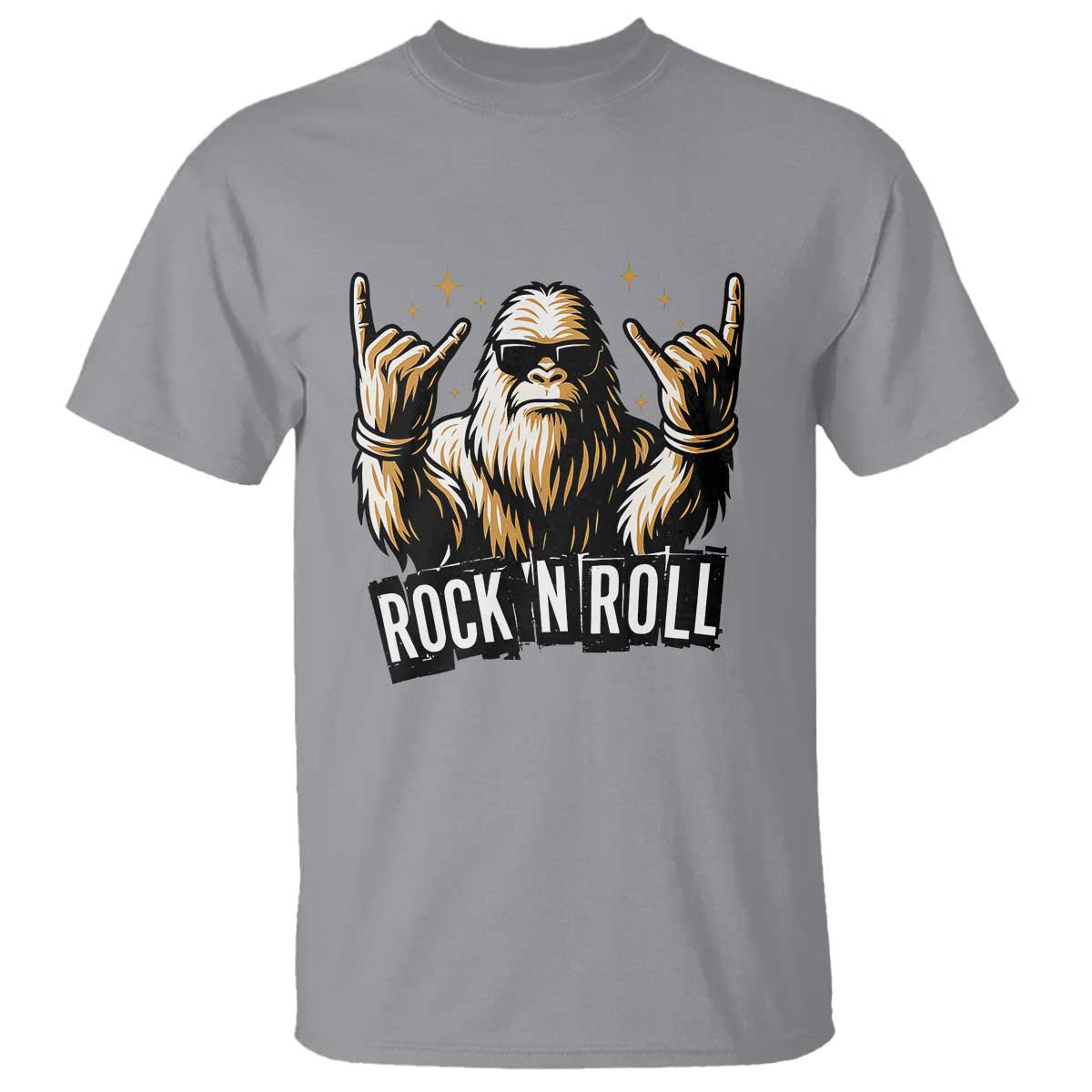 Funny Bigfoot Rock N Roll T Shirt Music Lover Sasquatch TS12 Sport Gray Print Your Wear