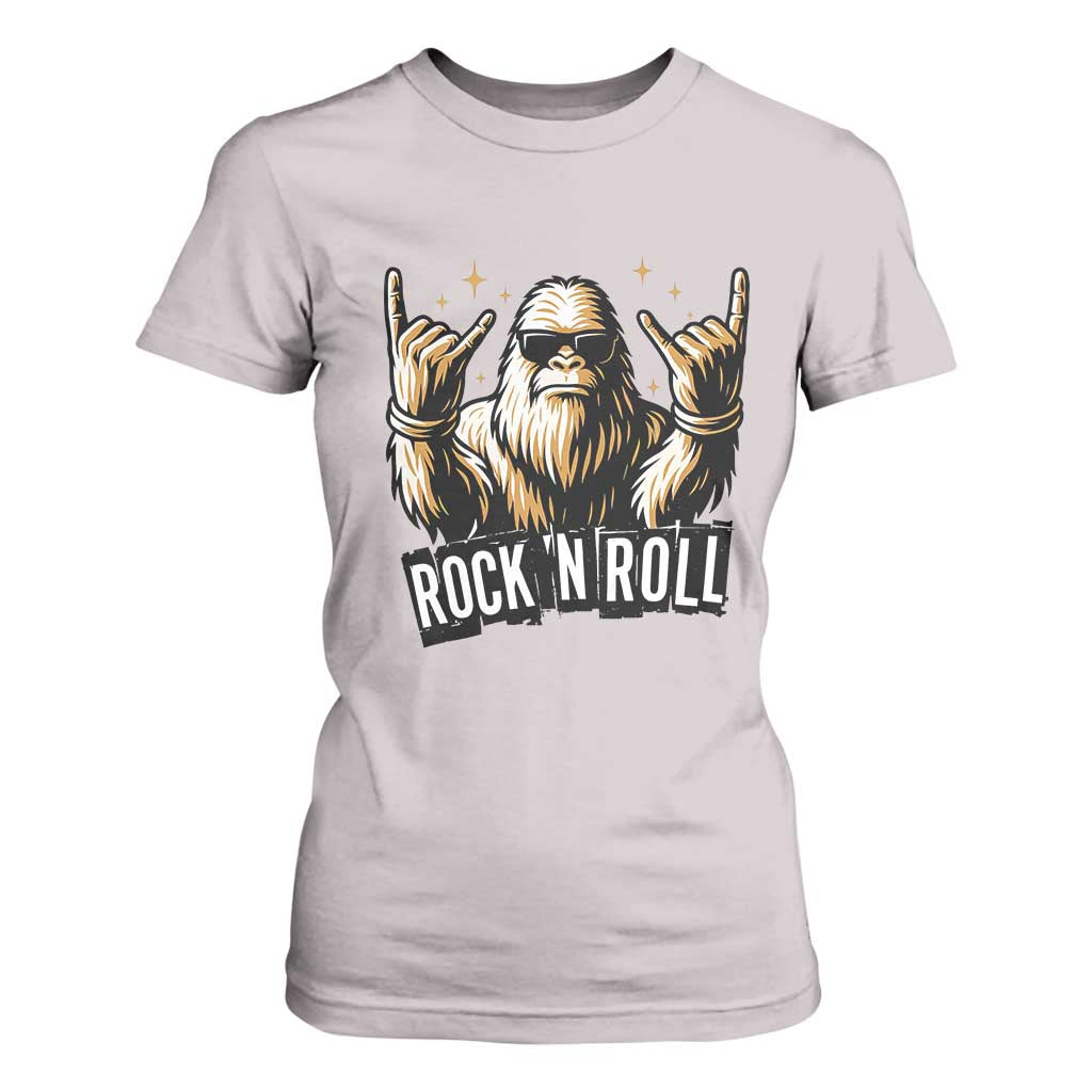 Funny Bigfoot Rock N Roll T Shirt For Women Music Lover Sasquatch TS12 Ice Gray Print Your Wear