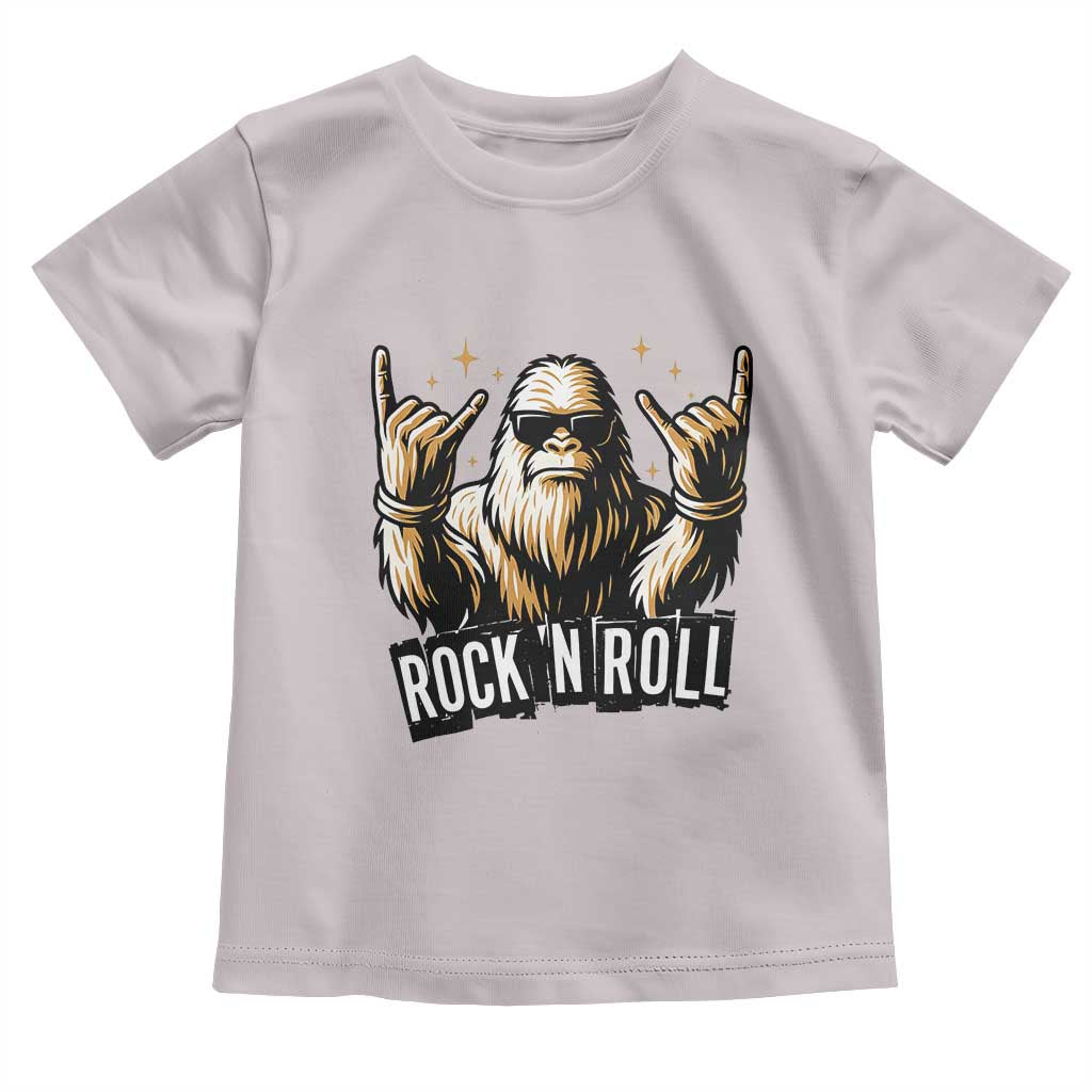 Funny Bigfoot Rock N Roll Toddler T Shirt Music Lover Sasquatch TS12 Ice Gray Print Your Wear