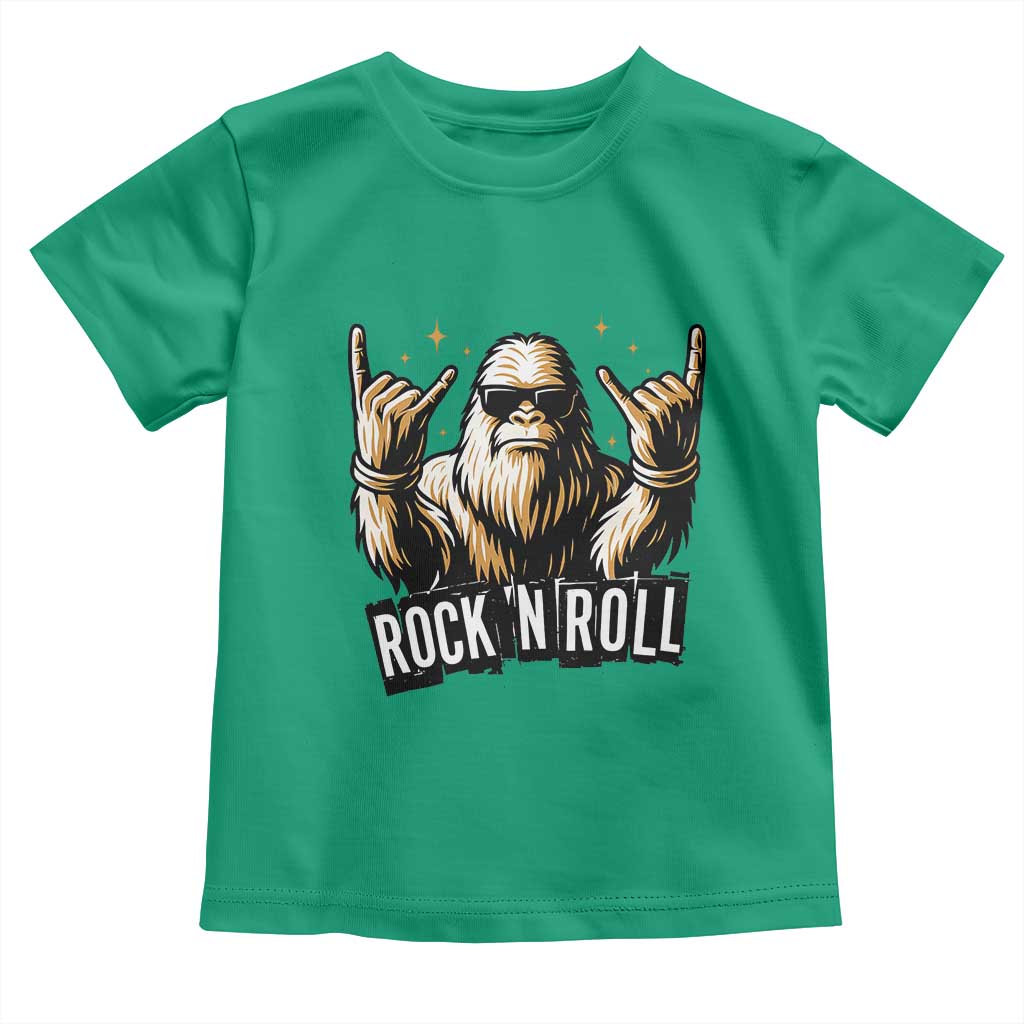 Funny Bigfoot Rock N Roll Toddler T Shirt Music Lover Sasquatch TS12 Irish Green Print Your Wear