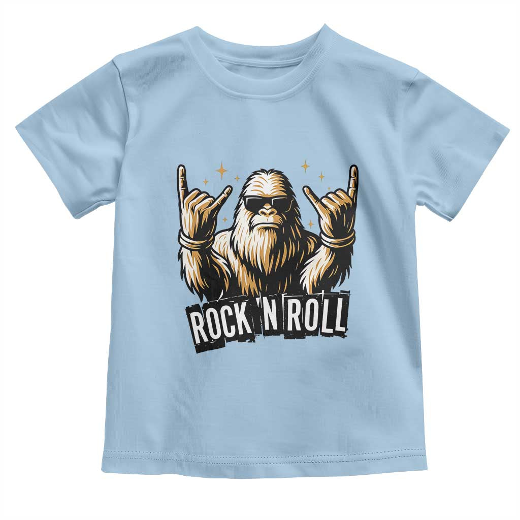 Funny Bigfoot Rock N Roll Toddler T Shirt Music Lover Sasquatch TS12 Light Blue Print Your Wear