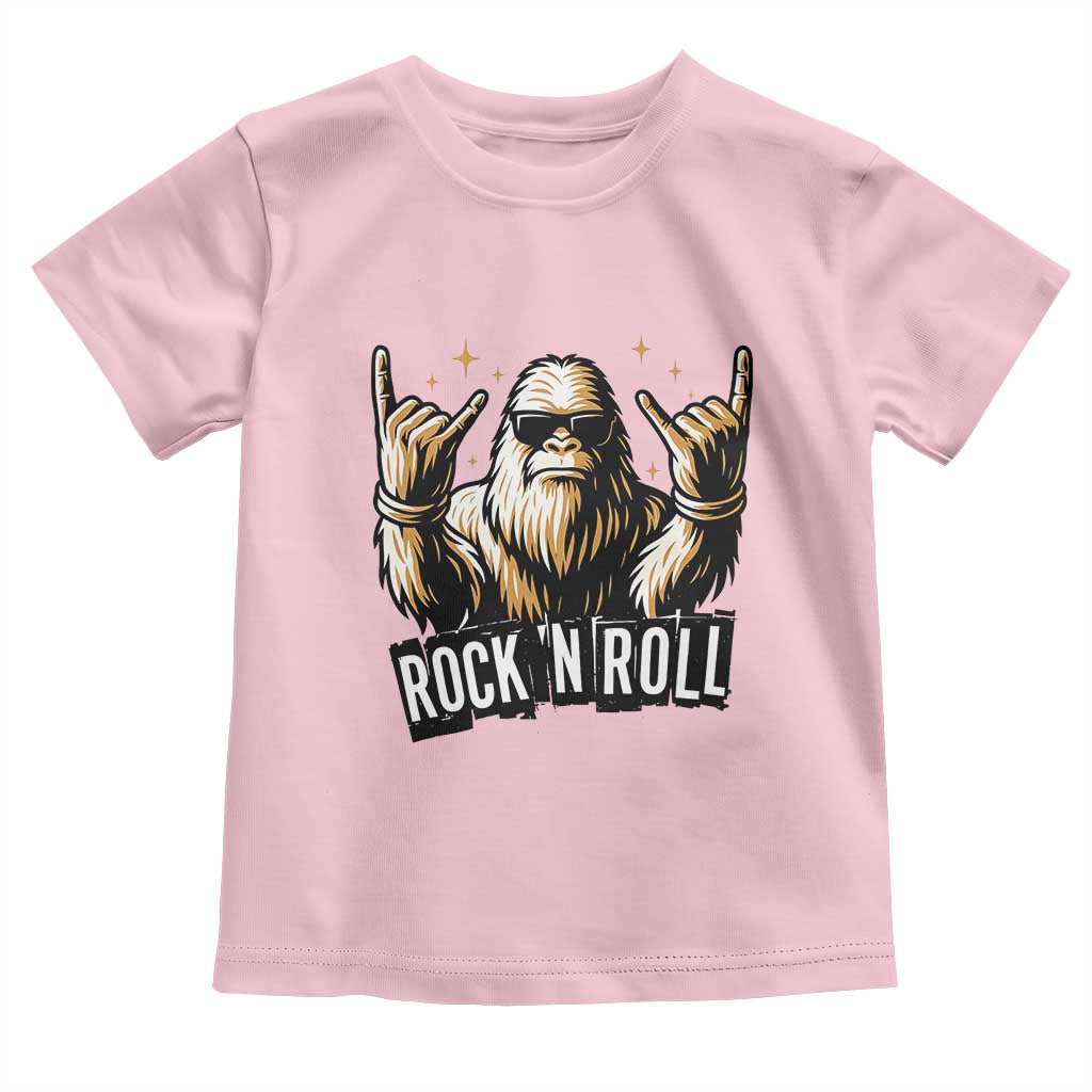 Funny Bigfoot Rock N Roll Toddler T Shirt Music Lover Sasquatch TS12 Light Pink Print Your Wear