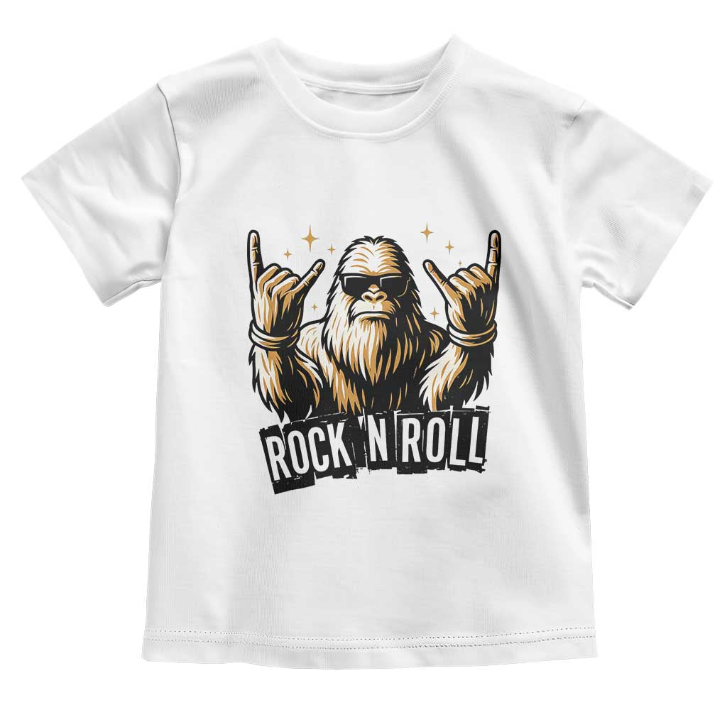 Funny Bigfoot Rock N Roll Toddler T Shirt Music Lover Sasquatch TS12 White Print Your Wear