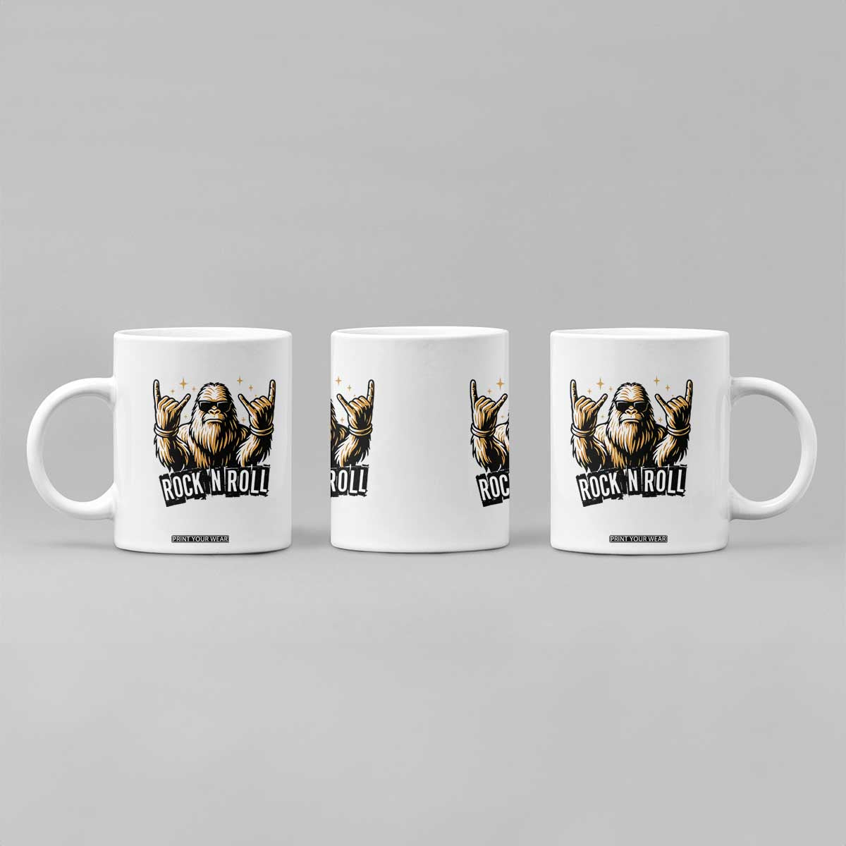 Funny Bigfoot Rock N Roll Coffee Mug Music Lover Sasquatch TS12 Print Your Wear