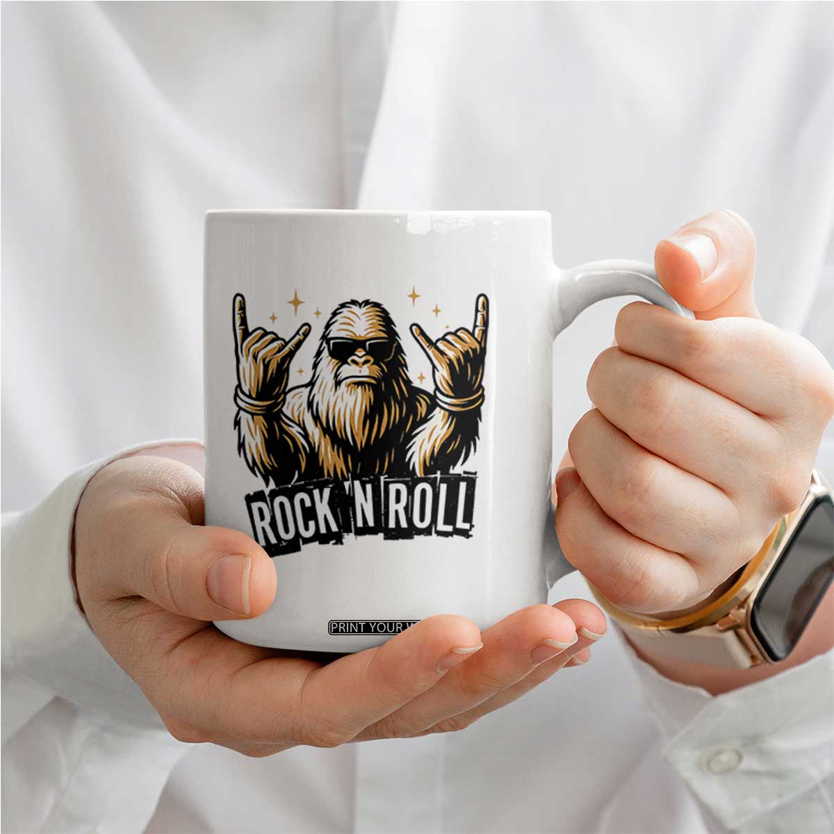 Funny Bigfoot Rock N Roll Coffee Mug Music Lover Sasquatch TS12 Print Your Wear
