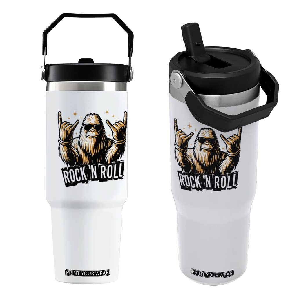 Funny Bigfoot Rock N Roll Flip Straw Tumbler Music Lover Sasquatch TS12 One Size: 30 oz White Print Your Wear