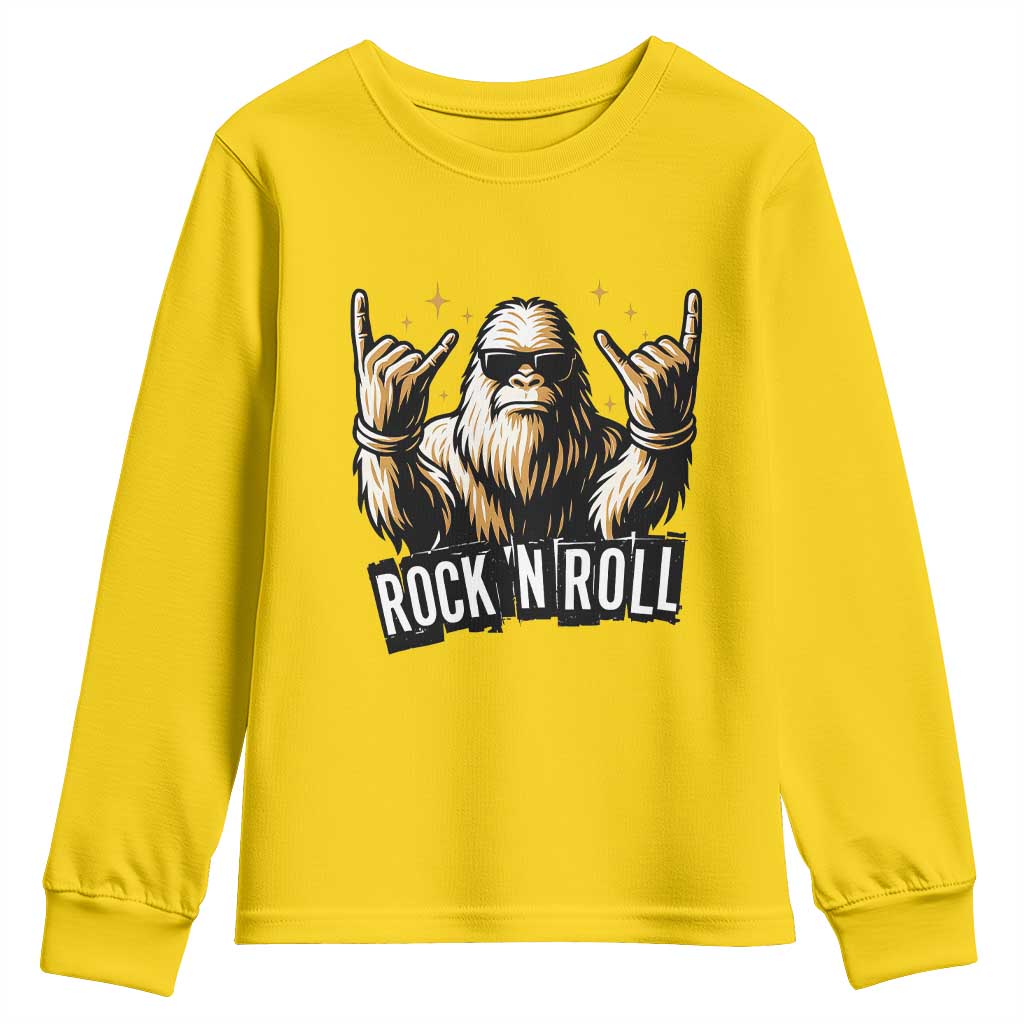 Funny Bigfoot Rock N Roll Youth Sweatshirt Music Lover Sasquatch TS12 Daisy Print Your Wear
