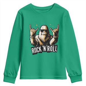 Funny Bigfoot Rock N Roll Youth Sweatshirt Music Lover Sasquatch TS12 Irish Green Print Your Wear