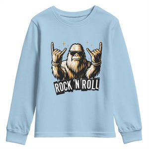 Funny Bigfoot Rock N Roll Youth Sweatshirt Music Lover Sasquatch TS12 Light Blue Print Your Wear