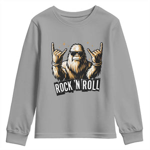 Funny Bigfoot Rock N Roll Youth Sweatshirt Music Lover Sasquatch TS12 Sport Gray Print Your Wear