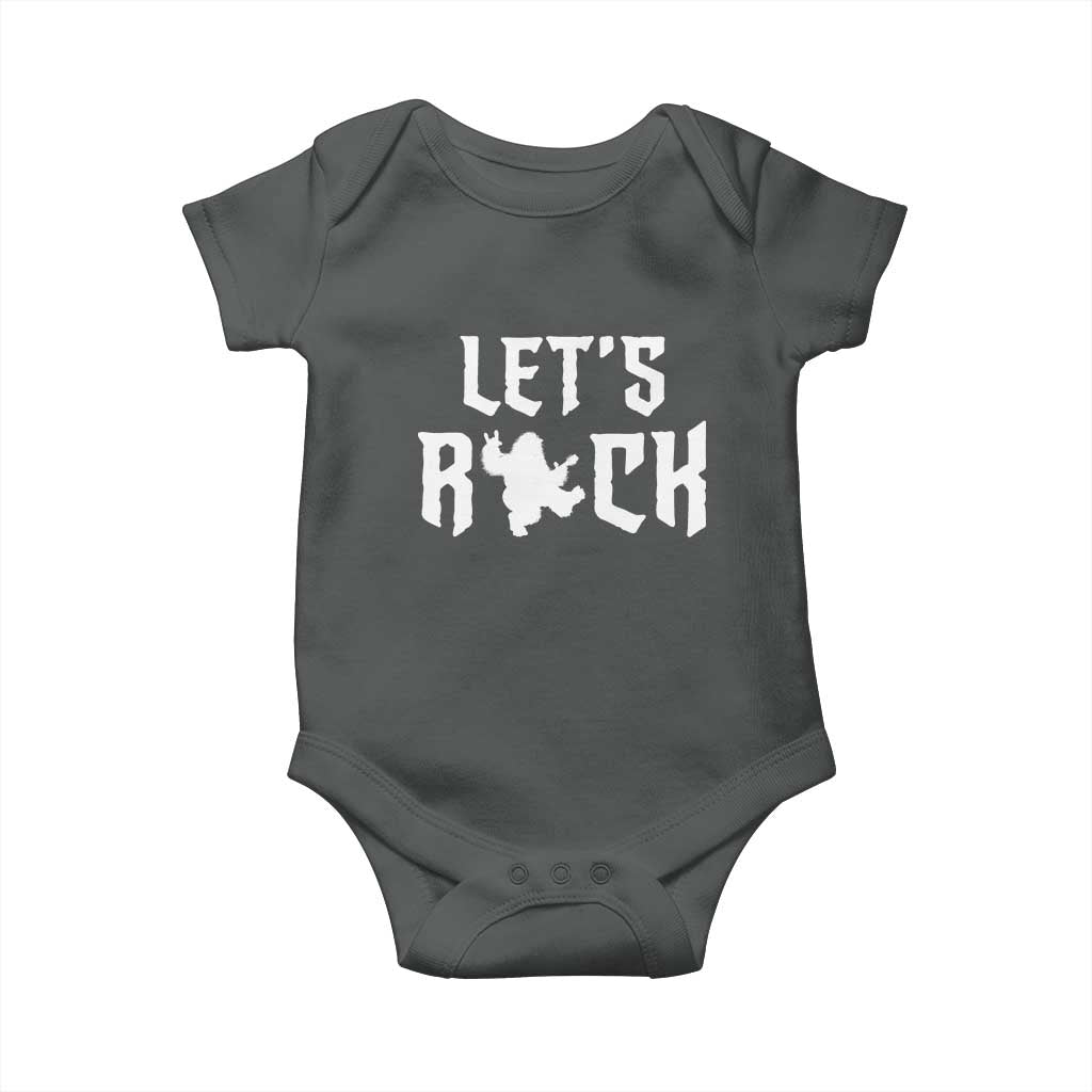 Bigfoot Rock N Roll Baby Onesie Funny Lets Rock Music Lover TS12 Dark Heather Print Your Wear