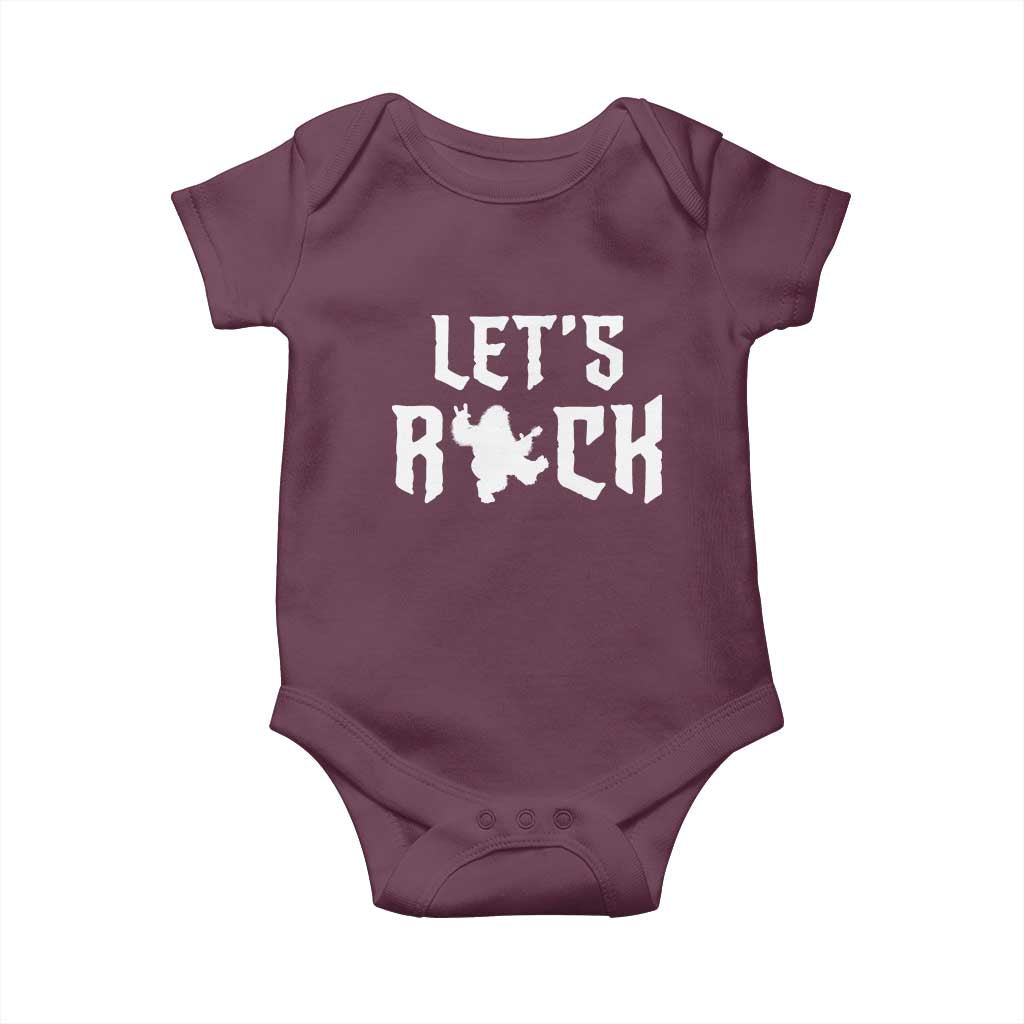 Bigfoot Rock N Roll Baby Onesie Funny Lets Rock Music Lover TS12 Maroon Print Your Wear