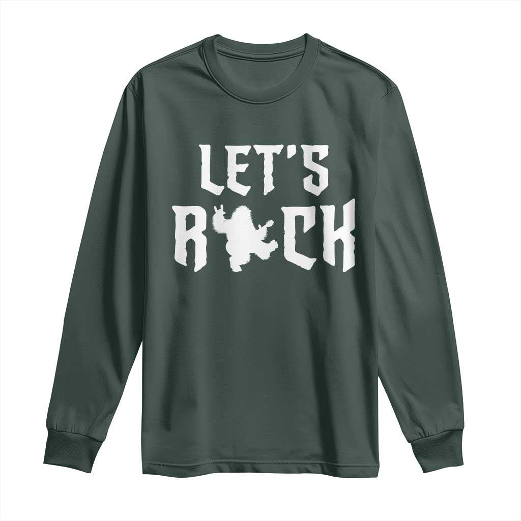 Bigfoot Rock N Roll Long Sleeve Shirt Funny Lets Rock Music Lover TS12 Dark Forest Green Print Your Wear