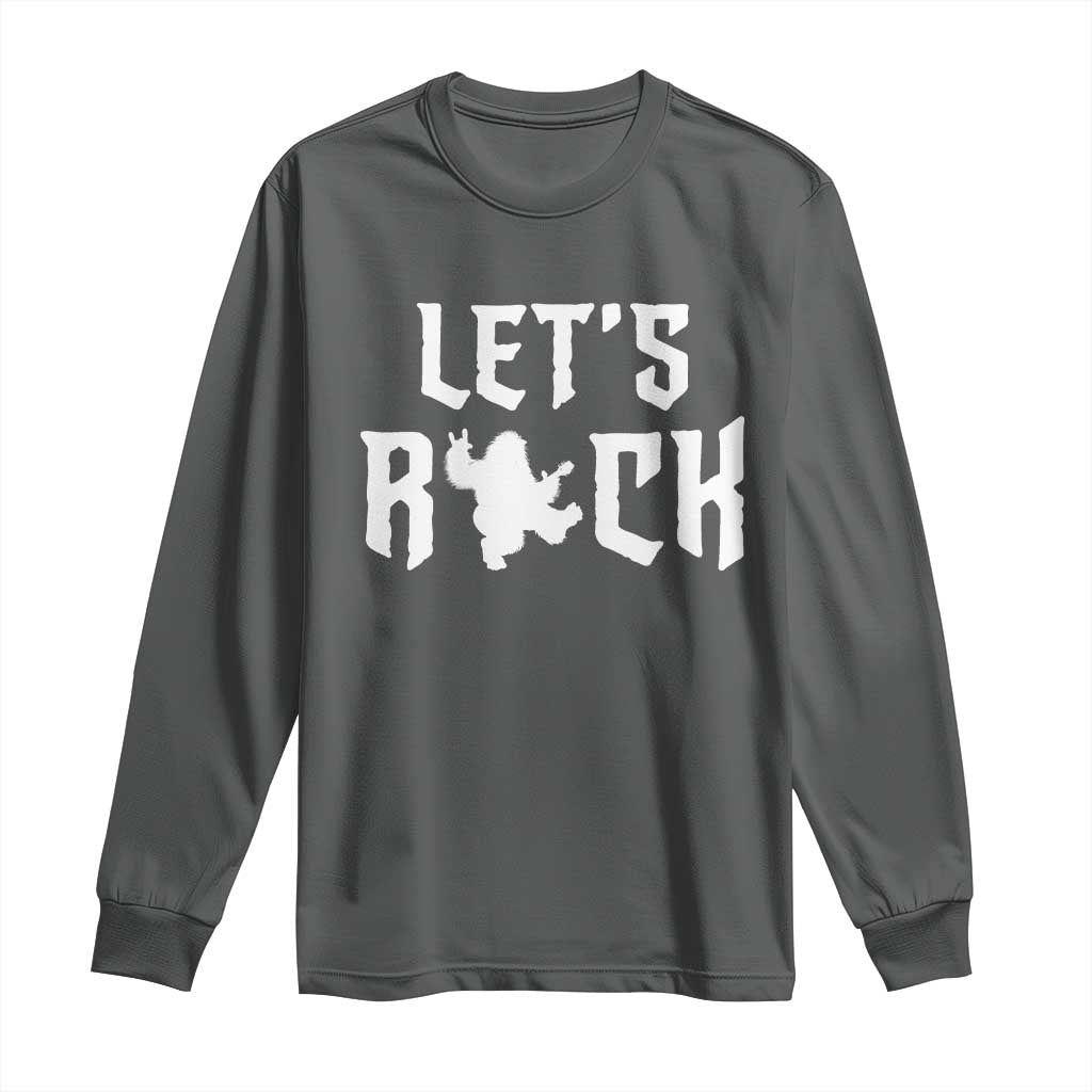 Bigfoot Rock N Roll Long Sleeve Shirt Funny Lets Rock Music Lover TS12 Dark Heather Print Your Wear