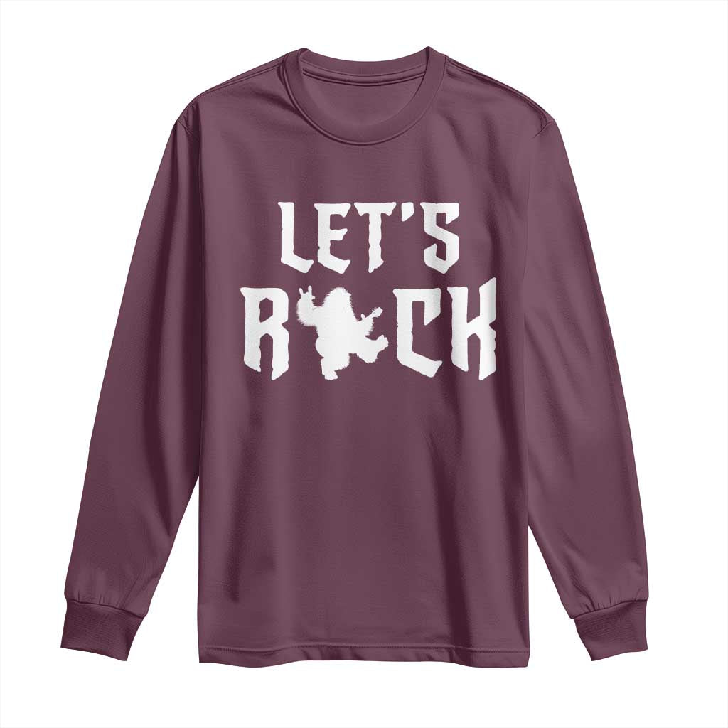 Bigfoot Rock N Roll Long Sleeve Shirt Funny Lets Rock Music Lover TS12 Maroon Print Your Wear