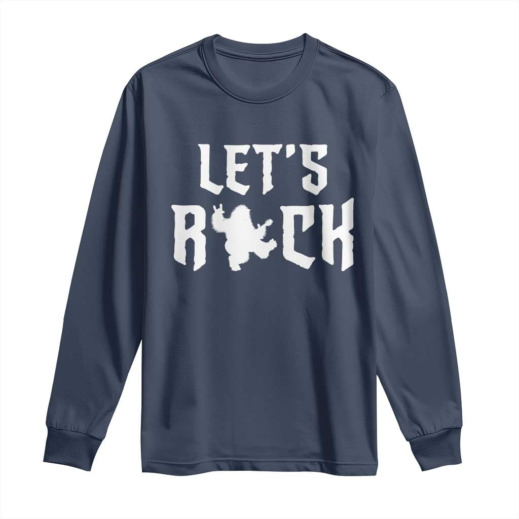 Bigfoot Rock N Roll Long Sleeve Shirt Funny Lets Rock Music Lover TS12 Navy Print Your Wear