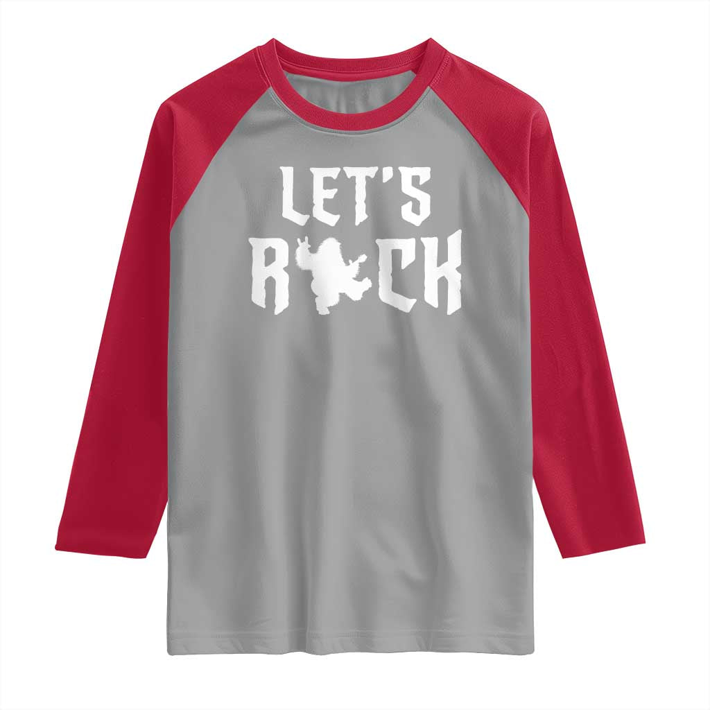 Bigfoot Rock N Roll Raglan Shirt Funny Lets Rock Music Lover TS12 Sport Gray Red Print Your Wear
