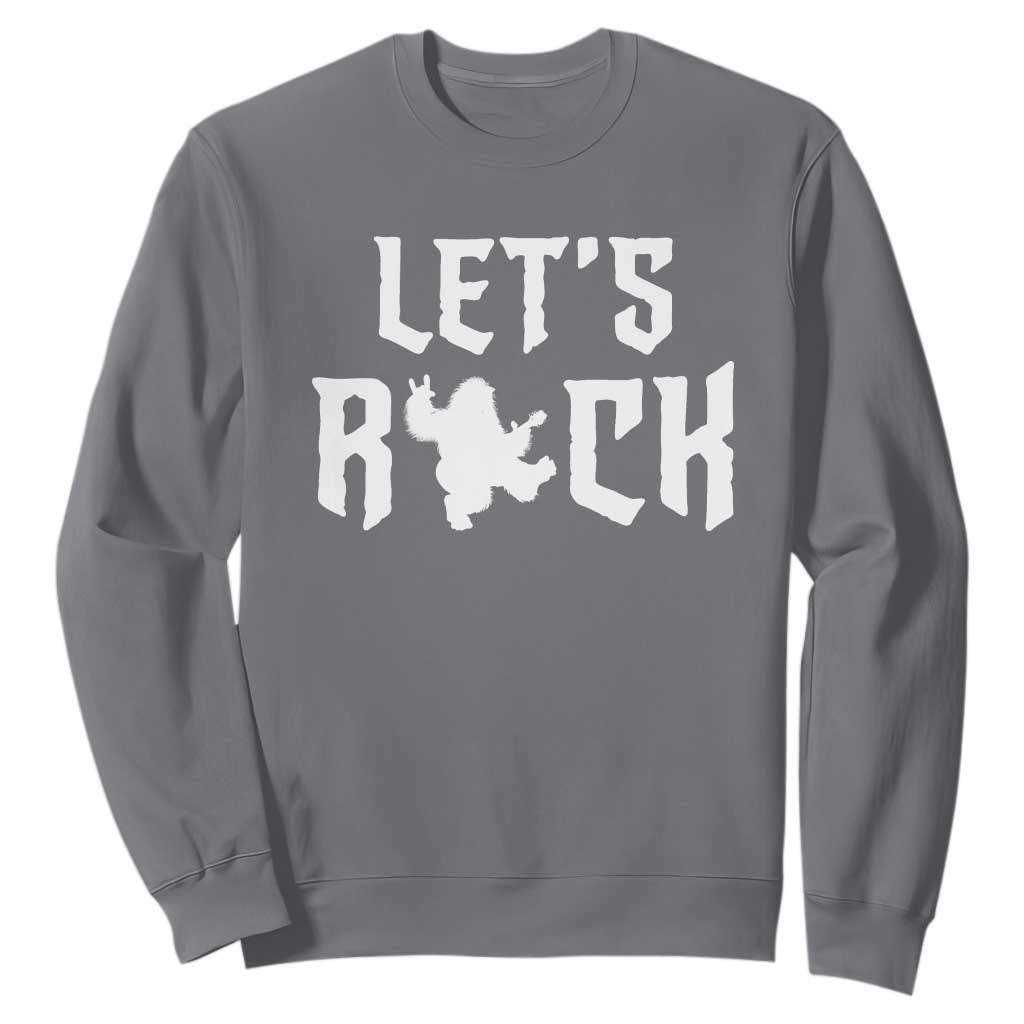 Bigfoot Rock N Roll Sweatshirt Funny Lets Rock Music Lover TS12 Charcoal Print Your Wear