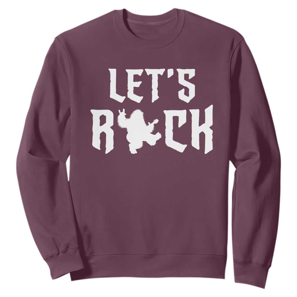 Bigfoot Rock N Roll Sweatshirt Funny Lets Rock Music Lover TS12 Maroon Print Your Wear