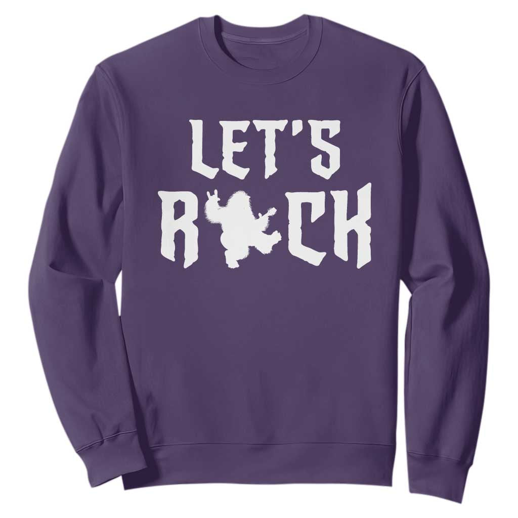 Bigfoot Rock N Roll Sweatshirt Funny Lets Rock Music Lover TS12 Purple Print Your Wear