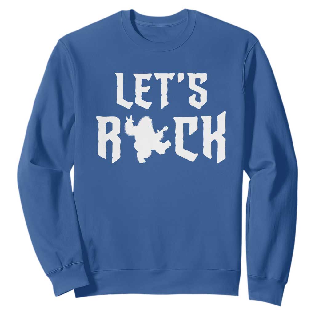 Bigfoot Rock N Roll Sweatshirt Funny Lets Rock Music Lover TS12 Royal Blue Print Your Wear