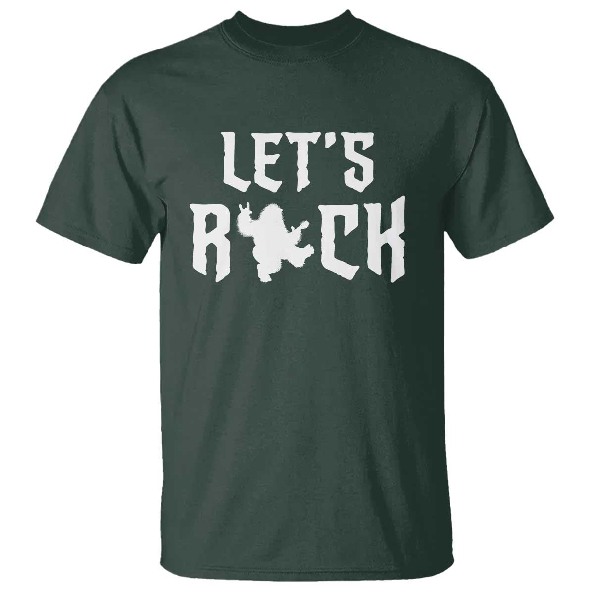Bigfoot Rock N Roll T Shirt Funny Lets Rock Music Lover TS12 Dark Forest Green Print Your Wear