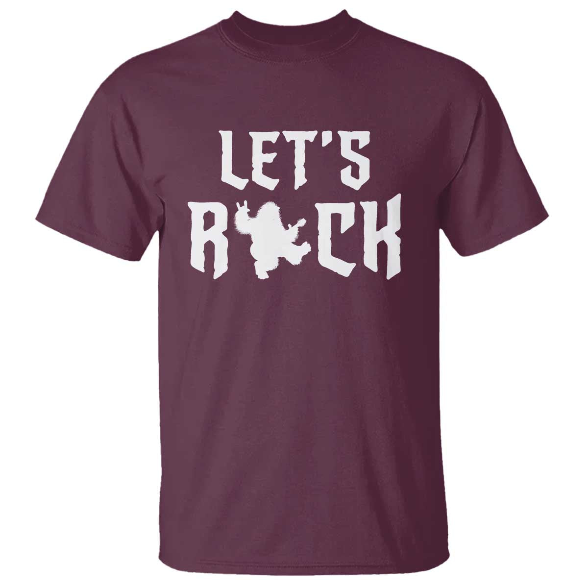 Bigfoot Rock N Roll T Shirt Funny Lets Rock Music Lover TS12 Maroon Print Your Wear
