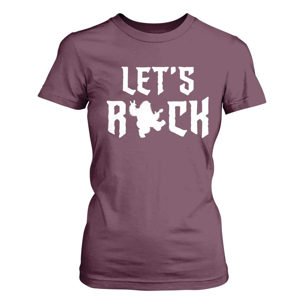 Bigfoot Rock N Roll T Shirt For Women Funny Lets Rock Music Lover TS12 Maroon Print Your Wear