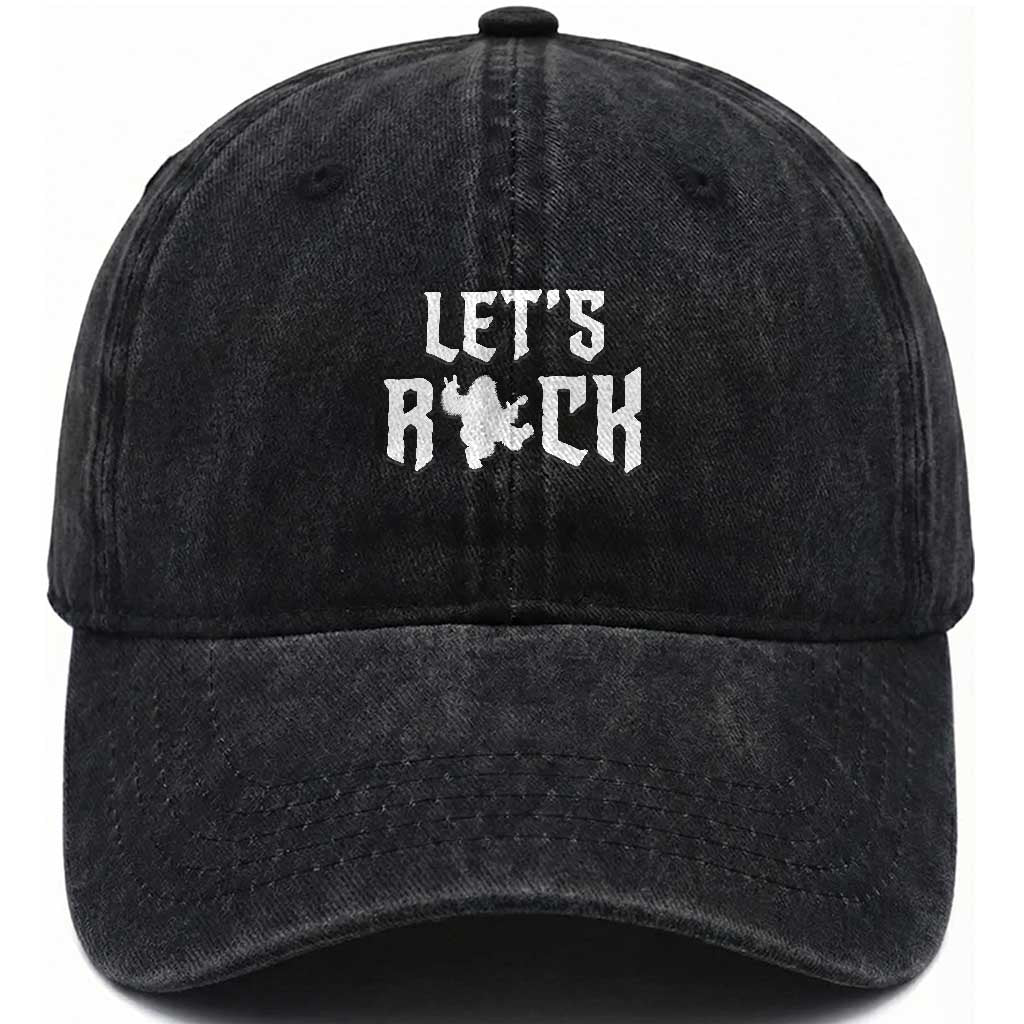 Bigfoot Rock N Roll Washed Cotton Baseball Cap Funny Lets Rock Music Lover TS12 Print Your Wear