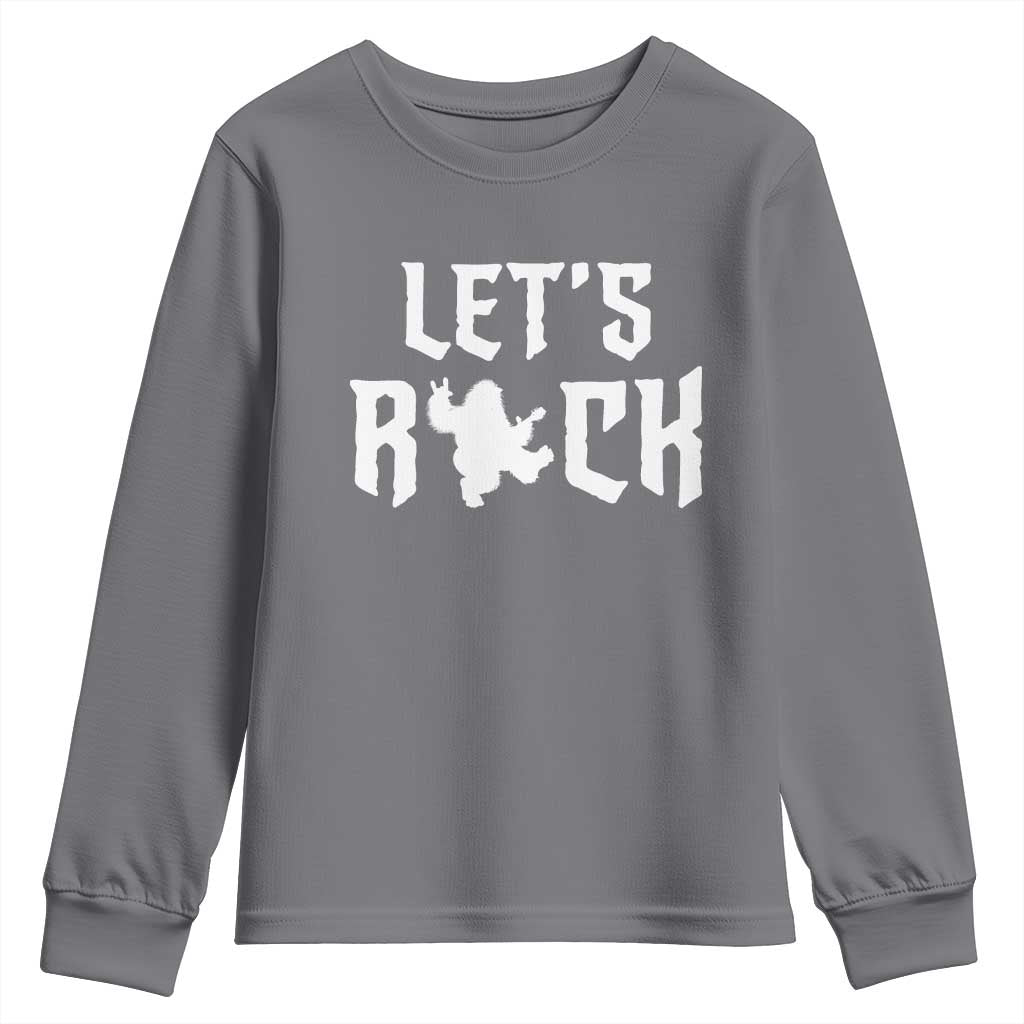 Bigfoot Rock N Roll Youth Sweatshirt Funny Lets Rock Music Lover TS12 Charcoal Print Your Wear